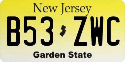 NJ license plate B53ZWC