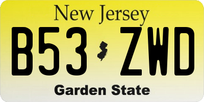 NJ license plate B53ZWD