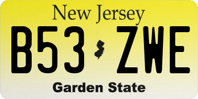 NJ license plate B53ZWE