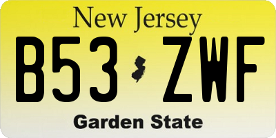 NJ license plate B53ZWF