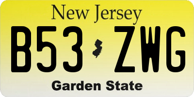 NJ license plate B53ZWG