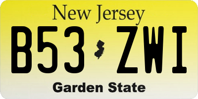 NJ license plate B53ZWI