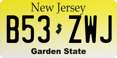NJ license plate B53ZWJ