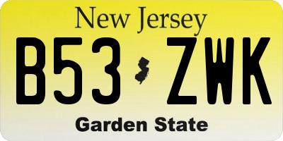 NJ license plate B53ZWK