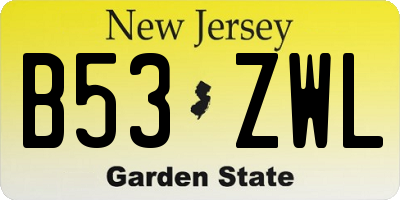 NJ license plate B53ZWL