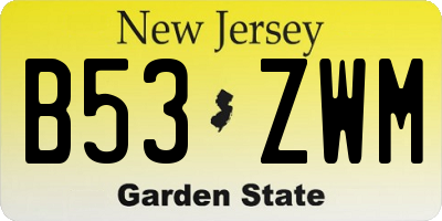 NJ license plate B53ZWM