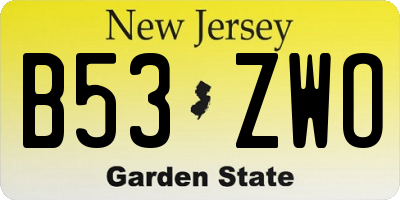 NJ license plate B53ZWO