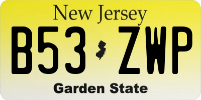 NJ license plate B53ZWP