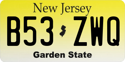 NJ license plate B53ZWQ