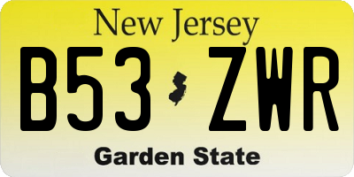 NJ license plate B53ZWR