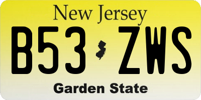 NJ license plate B53ZWS