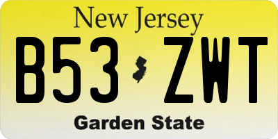 NJ license plate B53ZWT