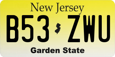 NJ license plate B53ZWU