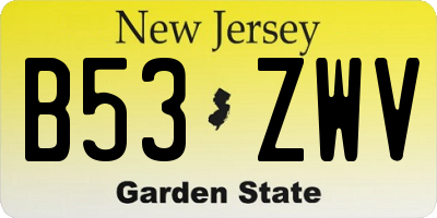NJ license plate B53ZWV
