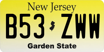 NJ license plate B53ZWW