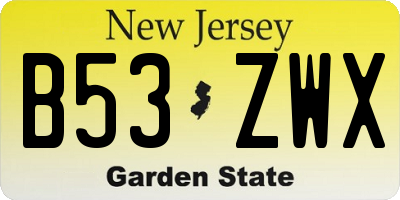 NJ license plate B53ZWX