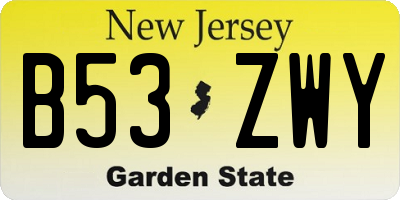 NJ license plate B53ZWY