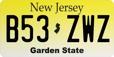 NJ license plate B53ZWZ