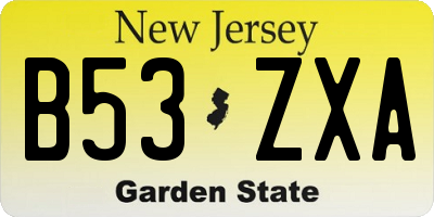 NJ license plate B53ZXA