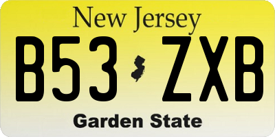 NJ license plate B53ZXB