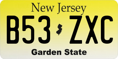 NJ license plate B53ZXC
