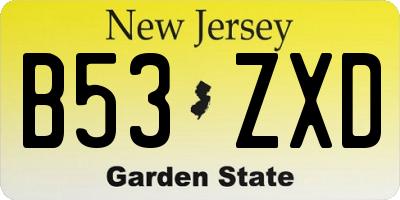 NJ license plate B53ZXD