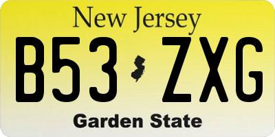 NJ license plate B53ZXG
