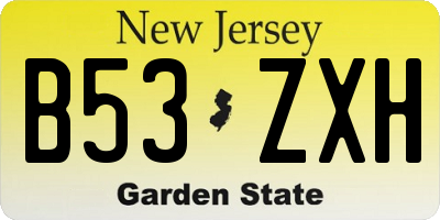 NJ license plate B53ZXH