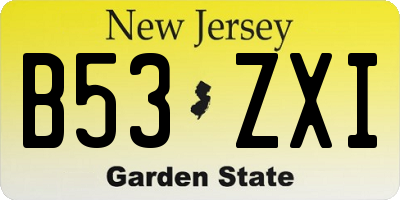NJ license plate B53ZXI