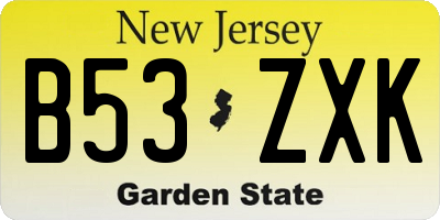 NJ license plate B53ZXK