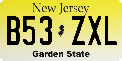 NJ license plate B53ZXL