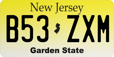 NJ license plate B53ZXM