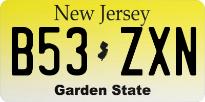 NJ license plate B53ZXN