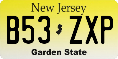 NJ license plate B53ZXP