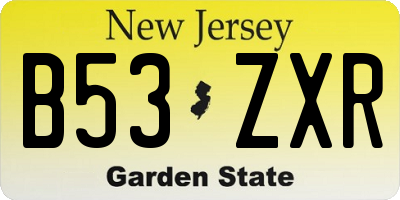 NJ license plate B53ZXR