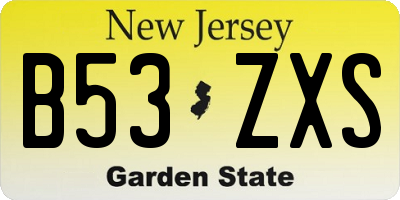 NJ license plate B53ZXS