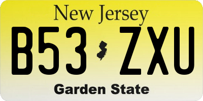 NJ license plate B53ZXU