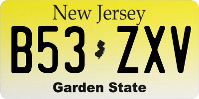 NJ license plate B53ZXV