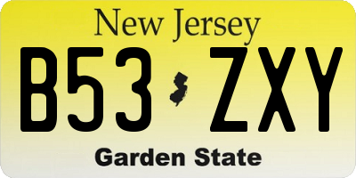 NJ license plate B53ZXY