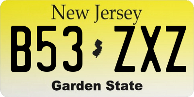 NJ license plate B53ZXZ