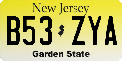 NJ license plate B53ZYA