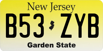 NJ license plate B53ZYB