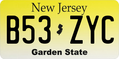NJ license plate B53ZYC