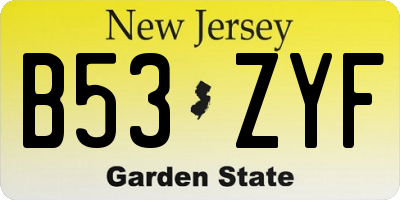 NJ license plate B53ZYF