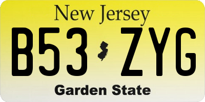 NJ license plate B53ZYG