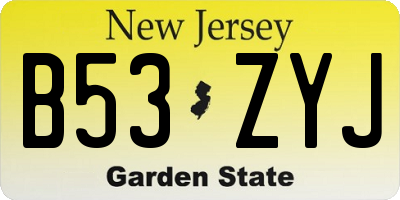 NJ license plate B53ZYJ