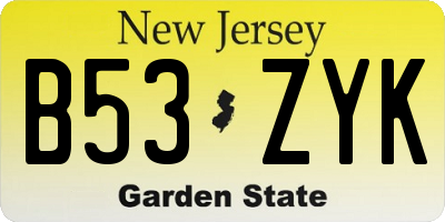 NJ license plate B53ZYK