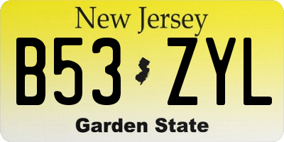 NJ license plate B53ZYL