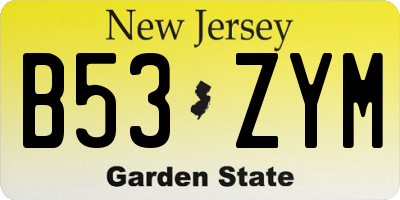 NJ license plate B53ZYM