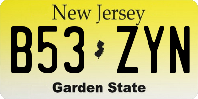 NJ license plate B53ZYN